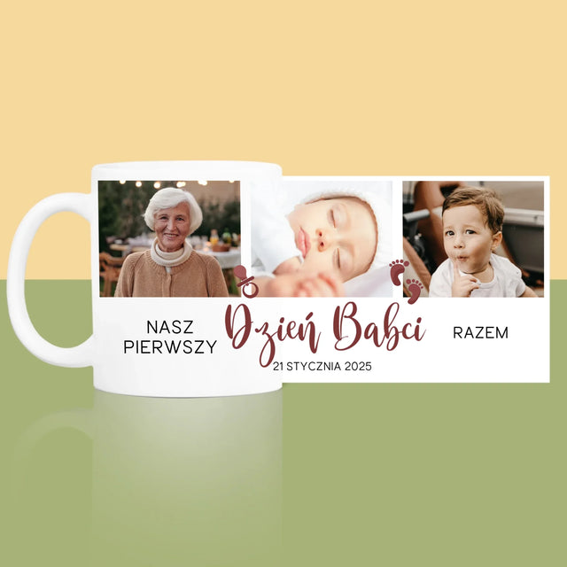 Fotokolaż: Pierwszy Dzień Babci - Kubek z Nadrukiem