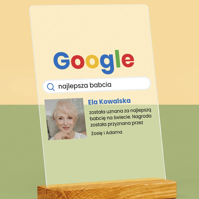 Zdjęcie I Podpis: Najlepsza Babcia Wynik Google - Wydruk Na Szkle Akrylowym