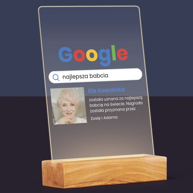 Zdjęcie I Podpis: Najlepsza Babcia Wynik Google - Wydruk Na Szkle Akrylowym
