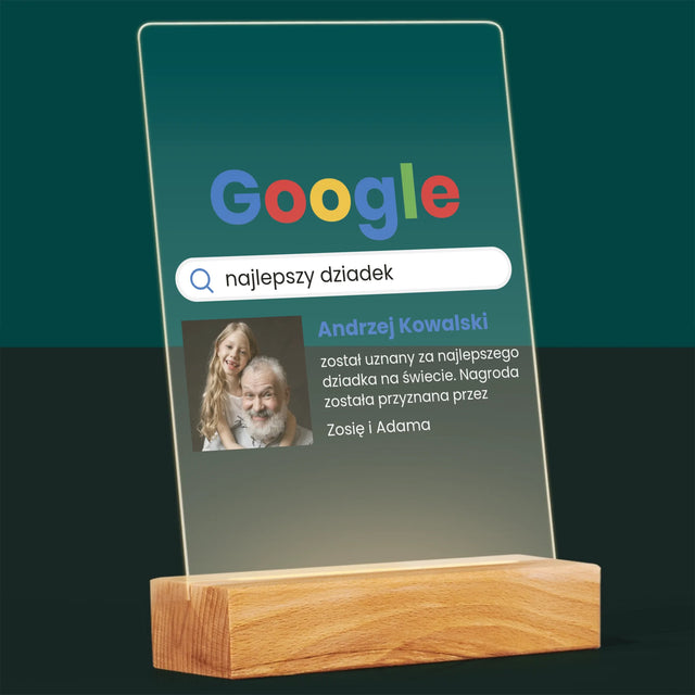 Zdjęcie I Podpis: Najlepszy Dziadek Wynik Google - Wydruk Na Szkle Akrylowym