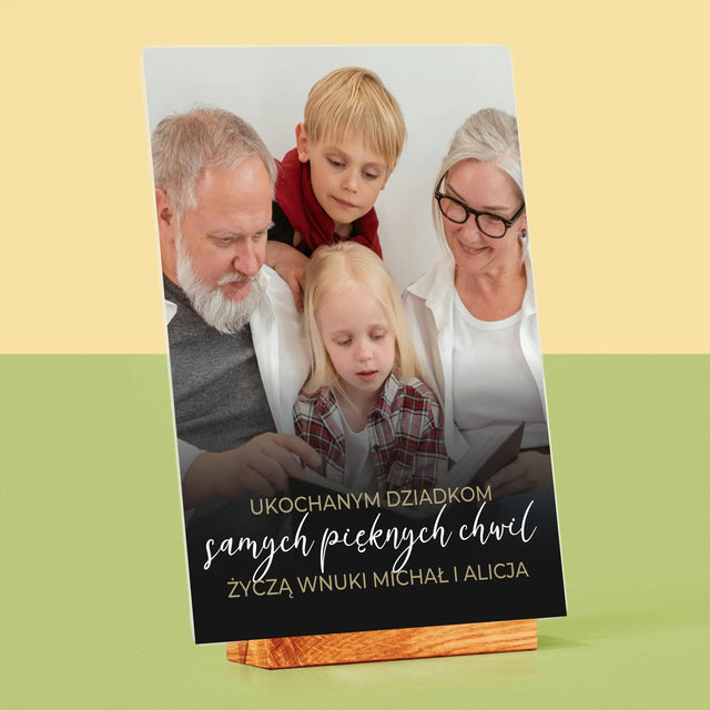 Zdjęcie i Podpis: Ukochanym Dziadkom - Wydruk Na Szkle Akrylowym