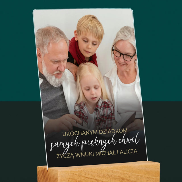 Zdjęcie i Podpis: Ukochanym Dziadkom - Wydruk Na Szkle Akrylowym