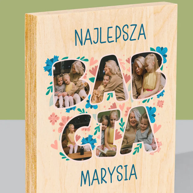 Słowo Ze Zdjęć: Najlepsza Babcia - Wydruk Na Drewnie