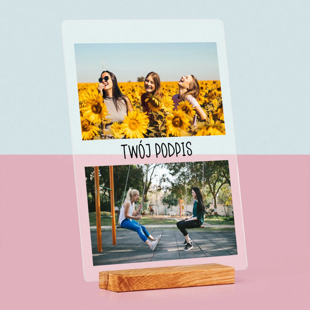 Fotokolaż: 2 Zdjęcia i Podpis - Wydruk Na Szkle Akrylowym