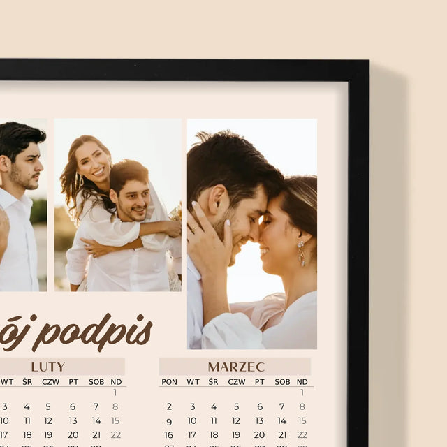 Fotokolaż: 4 Zdjęcia i Podpis - Kalendarz w Ramce