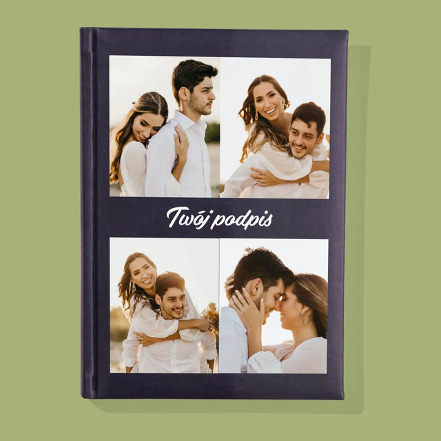 Fotokolaż: 4 Zdjęcia i Podpis - Notes Książkowy z Nadrukiem