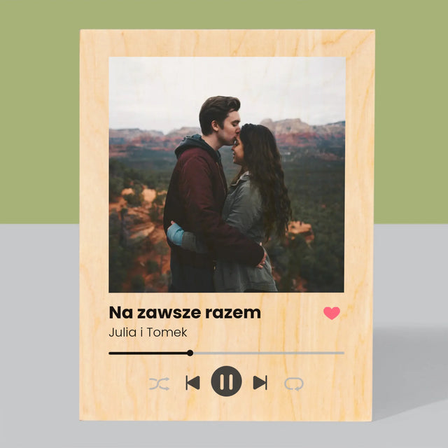Zdjęcie i Podpis: Spotify Z Twoim Zdjęciem - Wydruk Na Drewnie