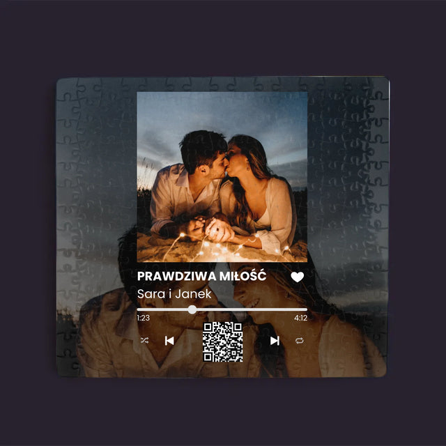 Zdjęcie i Podpis: Spotify z Twoimi Zdjęciami i Kodem Qr - Puzzle Personalizowane