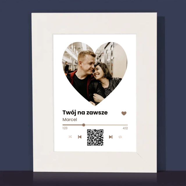 Zdjęcie i Podpis: Nasza Piosenka Serce Kod Qr - Ramka Na Zdjęcie