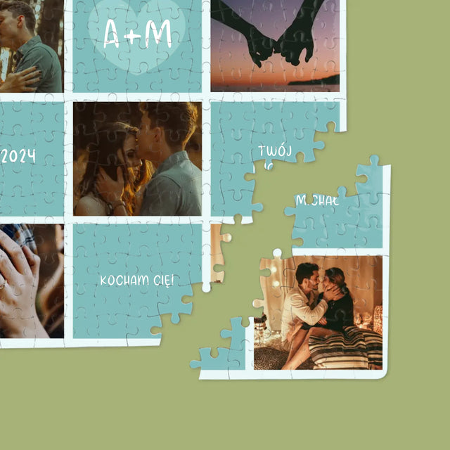 Fotokolaż: Kocham Cię Inicjały - Personalizowane Puzzle