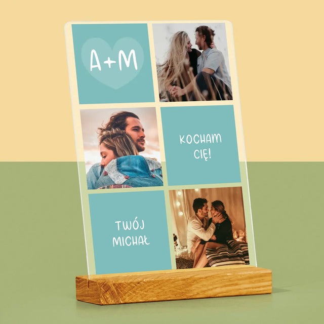 Fotokolaż: Kocham Cię Inicjały - Wydruk Na Szkle Akrylowym
