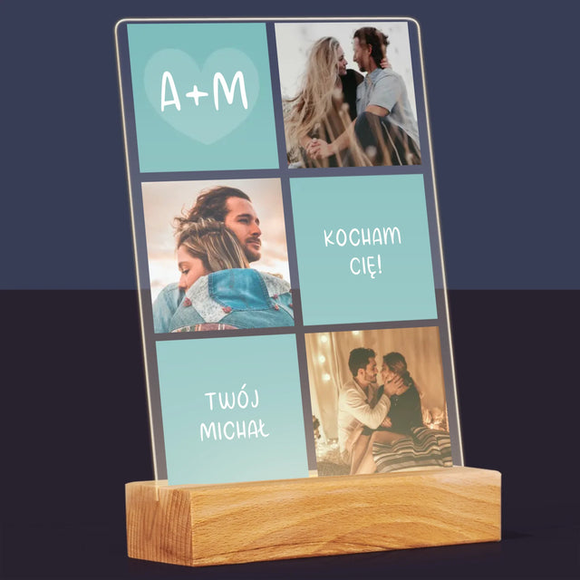 Fotokolaż: Kocham Cię Inicjały - Wydruk Na Szkle Akrylowym