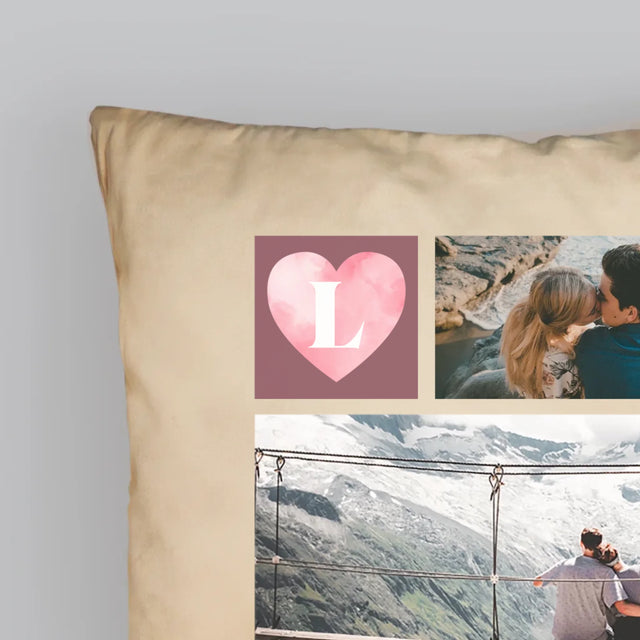 Fotokolaż: Serduszka Love - Poduszka z Nadrukiem