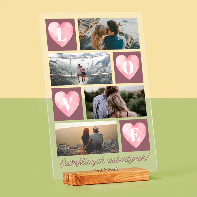 Fotokolaż: Serduszka Love - Wydruk Na Szkle Akrylowym
