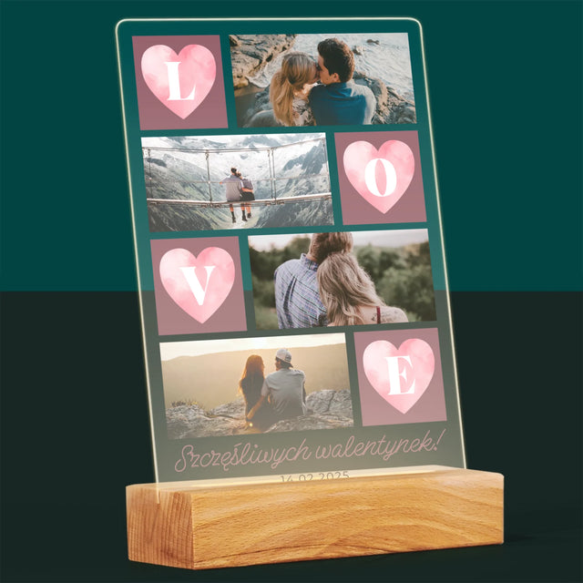 Fotokolaż: Serduszka Love - Wydruk Na Szkle Akrylowym