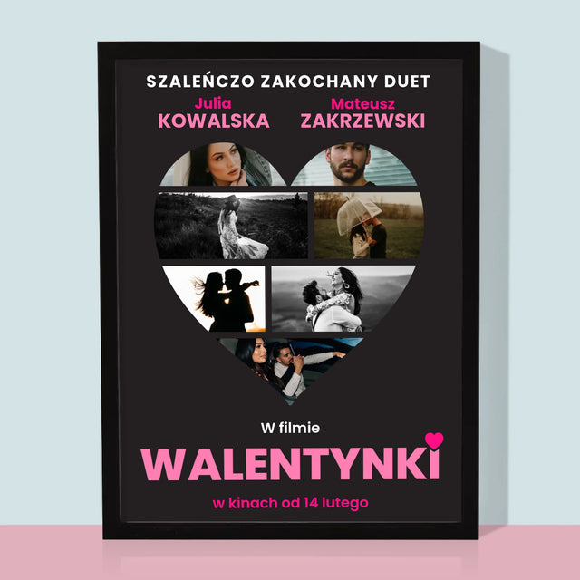 Fotokolaż: Walentynki Plakat Filmowy - Wydruk Obramowany 30X40 (Pion)