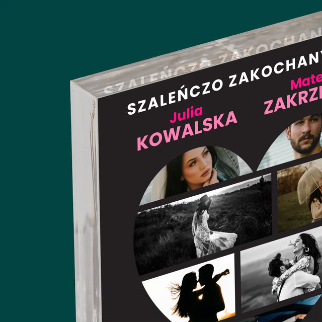 Fotokolaż: Walentynki Plakat Filmowy - Blok Akrylowy z Nadrukiem