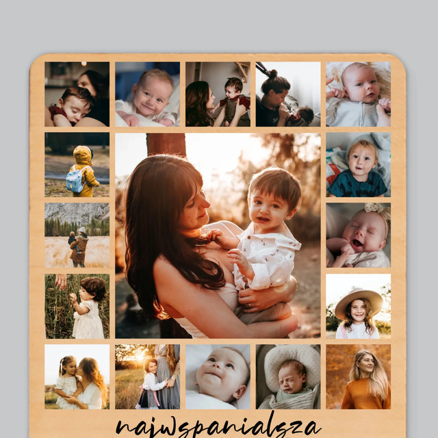 Fotokolaż: Najwspanialsza Mama - Magnes Drewniany