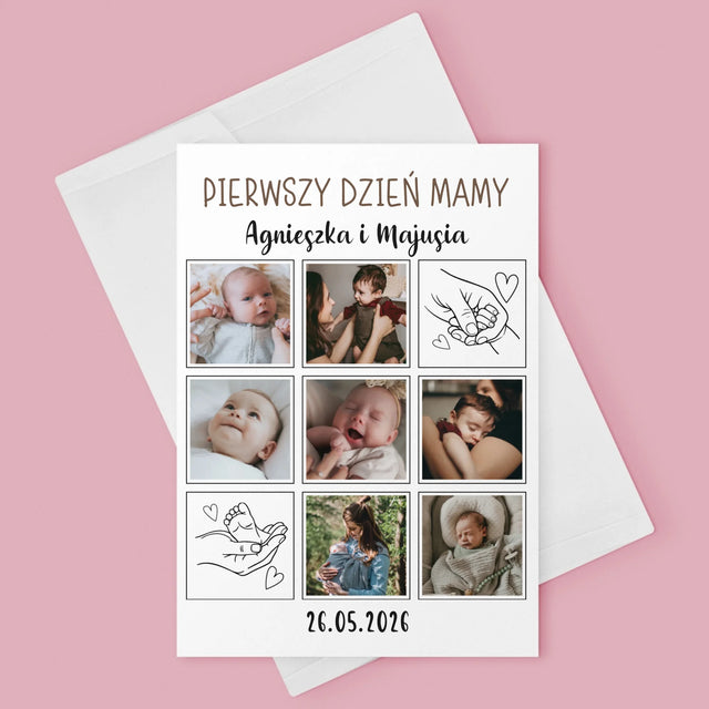 Fotokolaż: Pierwszy Dzień Mamy Rysunki - Kartka z Życzeniami