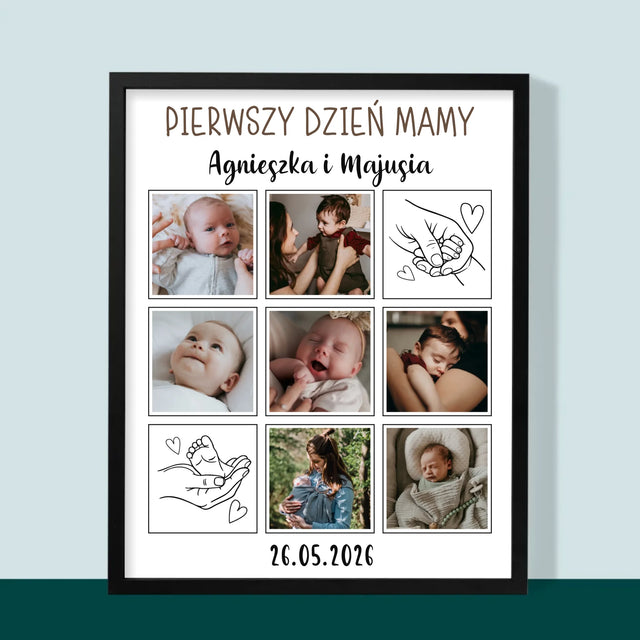 Fotokolaż: Pierwszy Dzień Mamy Rysunki - Wydruk Obramowany