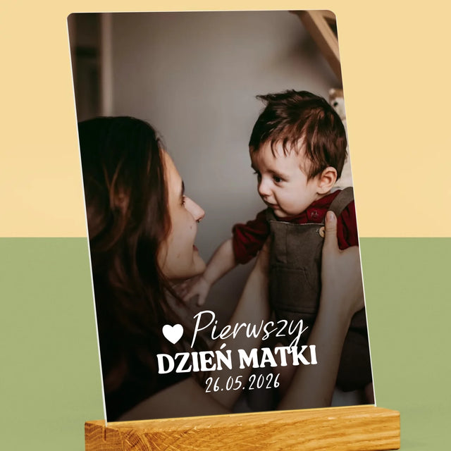 Zdjęcie i Podpis: Pierwszy Dzień Matki Serce - Wydruk Na Szkle Akrylowym