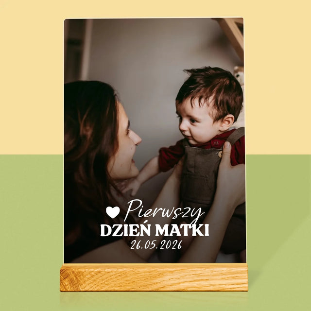 Zdjęcie i Podpis: Pierwszy Dzień Matki Serce - Wydruk Na Szkle Akrylowym