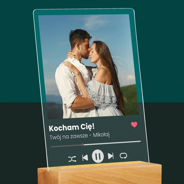 Zdjęcie I Podpis: Spotify Miłosny - Wydruk Na Szkle Akrylowym