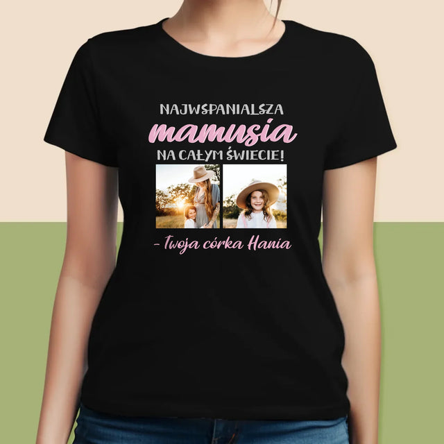 Fotokolaż: Najwspanialsza Mamusia - Koszulka Damska z Nadrukiem