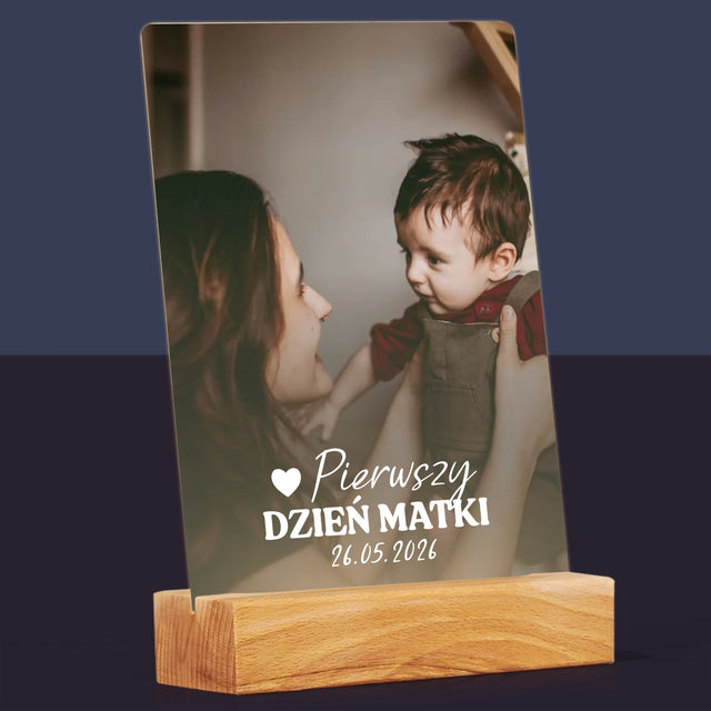 Zdjęcie i Podpis: Pierwszy Dzień Matki Serce - Wydruk Na Szkle Akrylowym