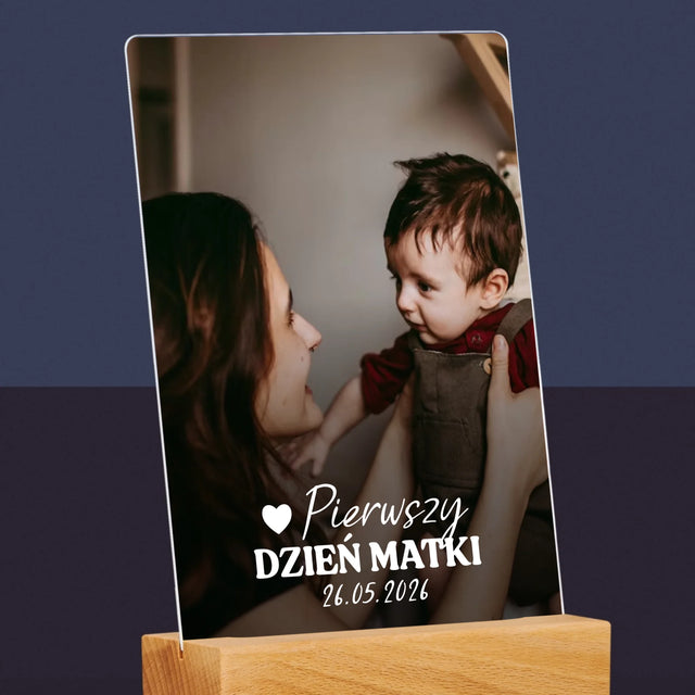 Zdjęcie i Podpis: Pierwszy Dzień Matki Serce - Wydruk Na Szkle Akrylowym