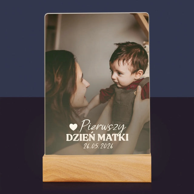 Zdjęcie i Podpis: Pierwszy Dzień Matki Serce - Wydruk Na Szkle Akrylowym