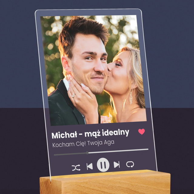 Zdjęcie I Podpis: Spotify Dla Męża - Wydruk Na Szkle Akrylowym