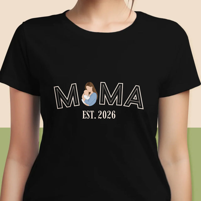 Zdjęcie i Podpis: Mama Established - Koszulka Damska z Nadrukiem