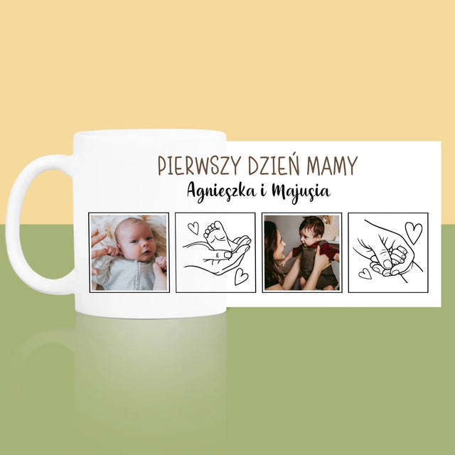Fotokolaż: Pierwszy Dzień Mamy Rysunki - Kubek z Nadrukiem