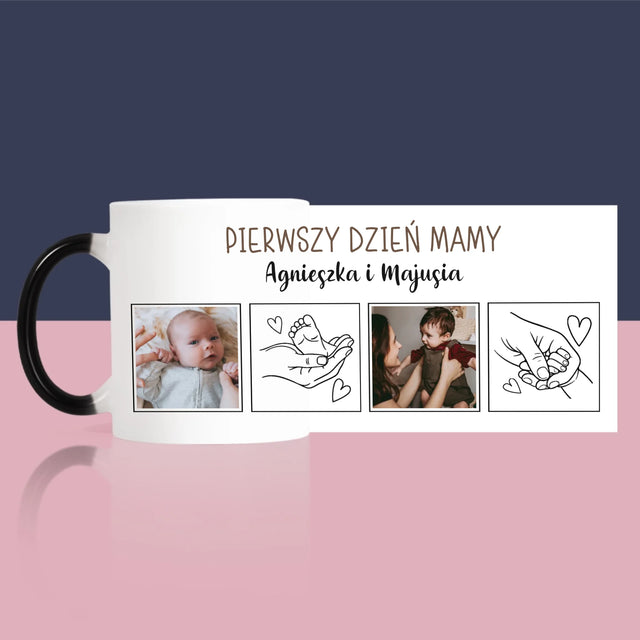 Fotokolaż: Pierwszy Dzień Mamy Rysunki - Kubek z Nadrukiem
