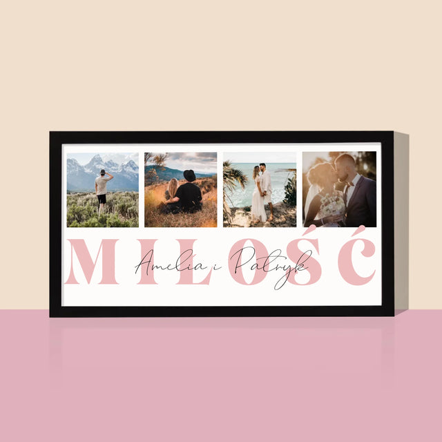 Fotokolaż: Miłość Imiona - Wydruk Obramowany 20X40