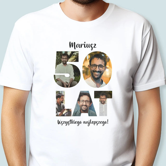 Słowo Ze Zdjęć: 50 Lat - Koszulka Męska z Nadrukiem