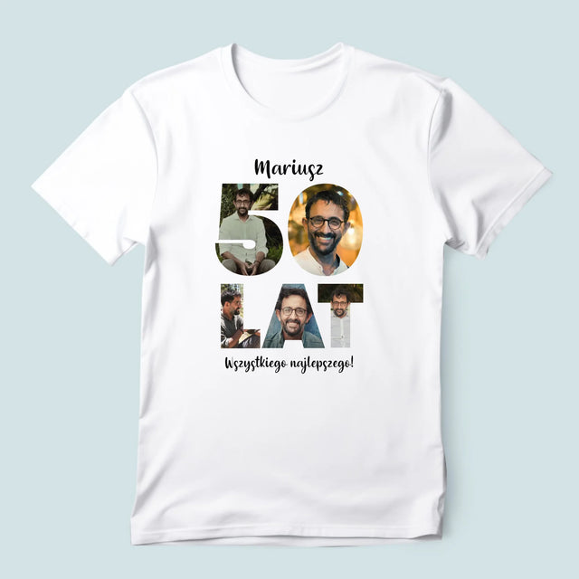 Słowo Ze Zdjęć: 50 Lat - Koszulka Męska z Nadrukiem