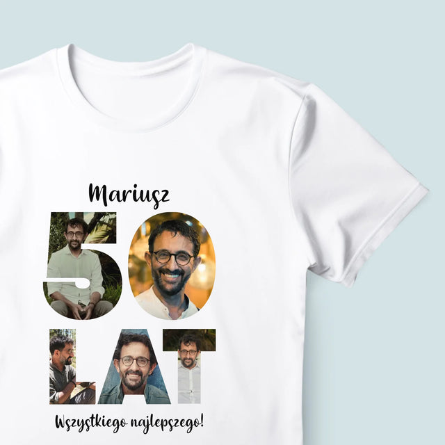 Słowo Ze Zdjęć: 50 Lat - Koszulka Męska z Nadrukiem