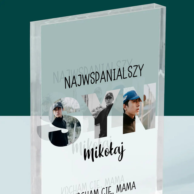 Słowo Ze Zdjęć: Syn - Blok Akrylowy z Nadrukiem