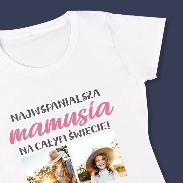 Fotokolaż: Najwspanialsza Mamusia - Koszulka Damska z Nadrukiem