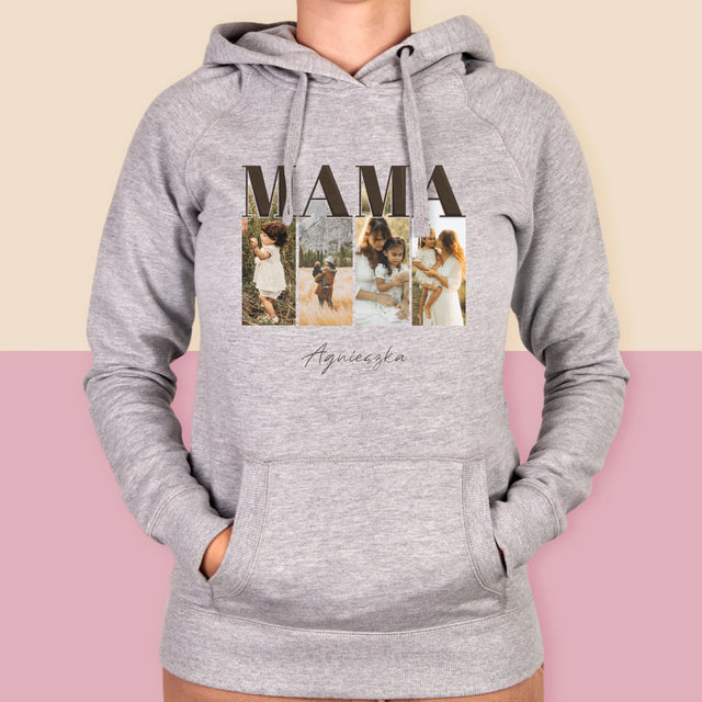Fotokolaż: Mama Litery - Bluza Damska z Kapturem
