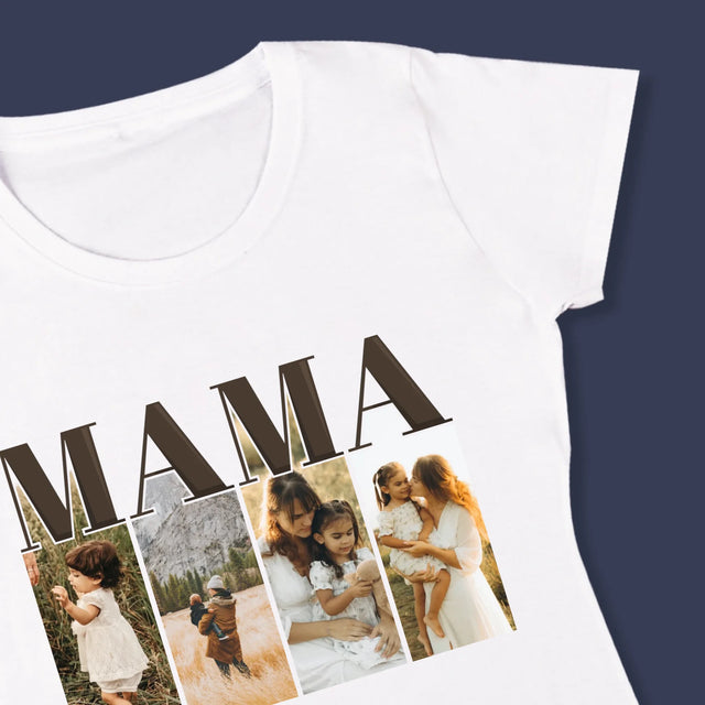Fotokolaż: Mama Litery - Koszulka Damska z Nadrukiem