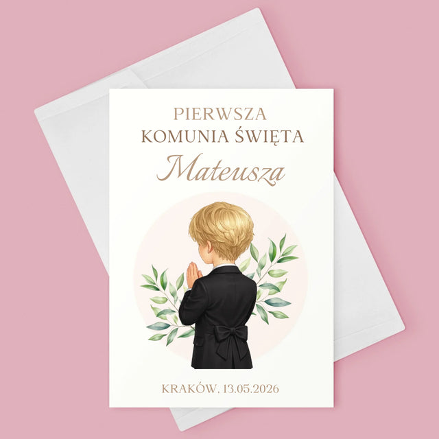 Kreator Postaci: Komunia Chłopiec - Kartka z Życzeniami