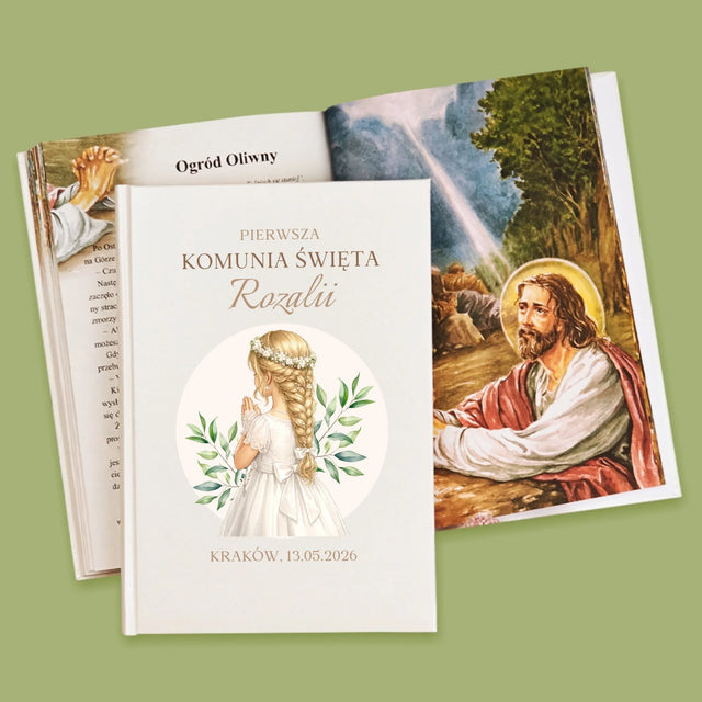 Kreator Postaci: Komunia Dziewczynka - Biblia z Nadrukiem