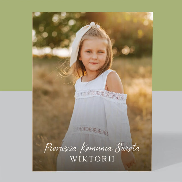 Zdjęcie i Podpis: Komunia - Wydruk Na Drewnie