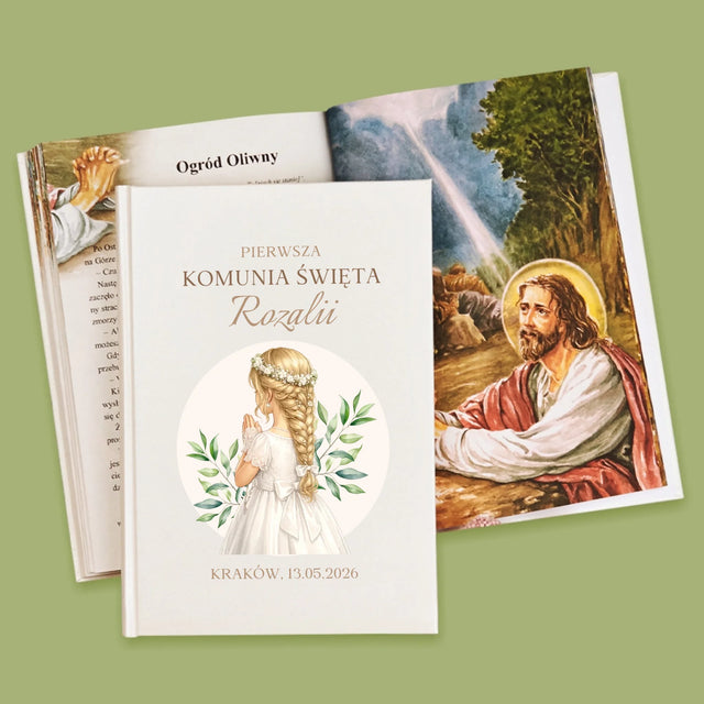 Kreator Postaci: Komunia Dziewczynka - Biblia z Nadrukiem