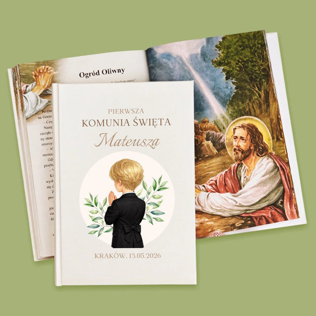 Kreator Postaci: Komunia Chłopiec - Biblia z Nadrukiem