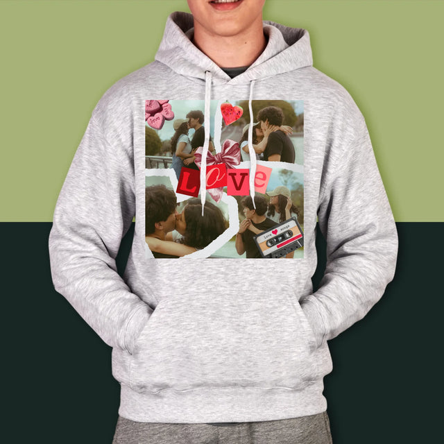Fotokolaż: Love Retro - Bluza Męska z Kapturem