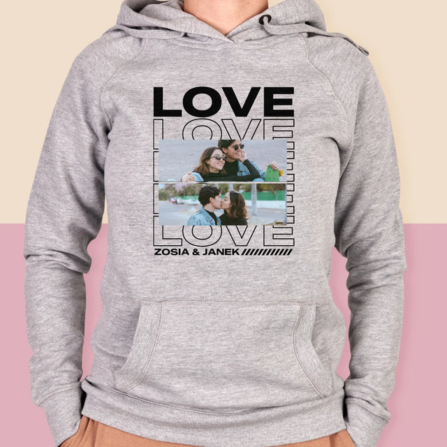 Fotokolaż: z Napisem Love - Bluza Damska z Kapturem
